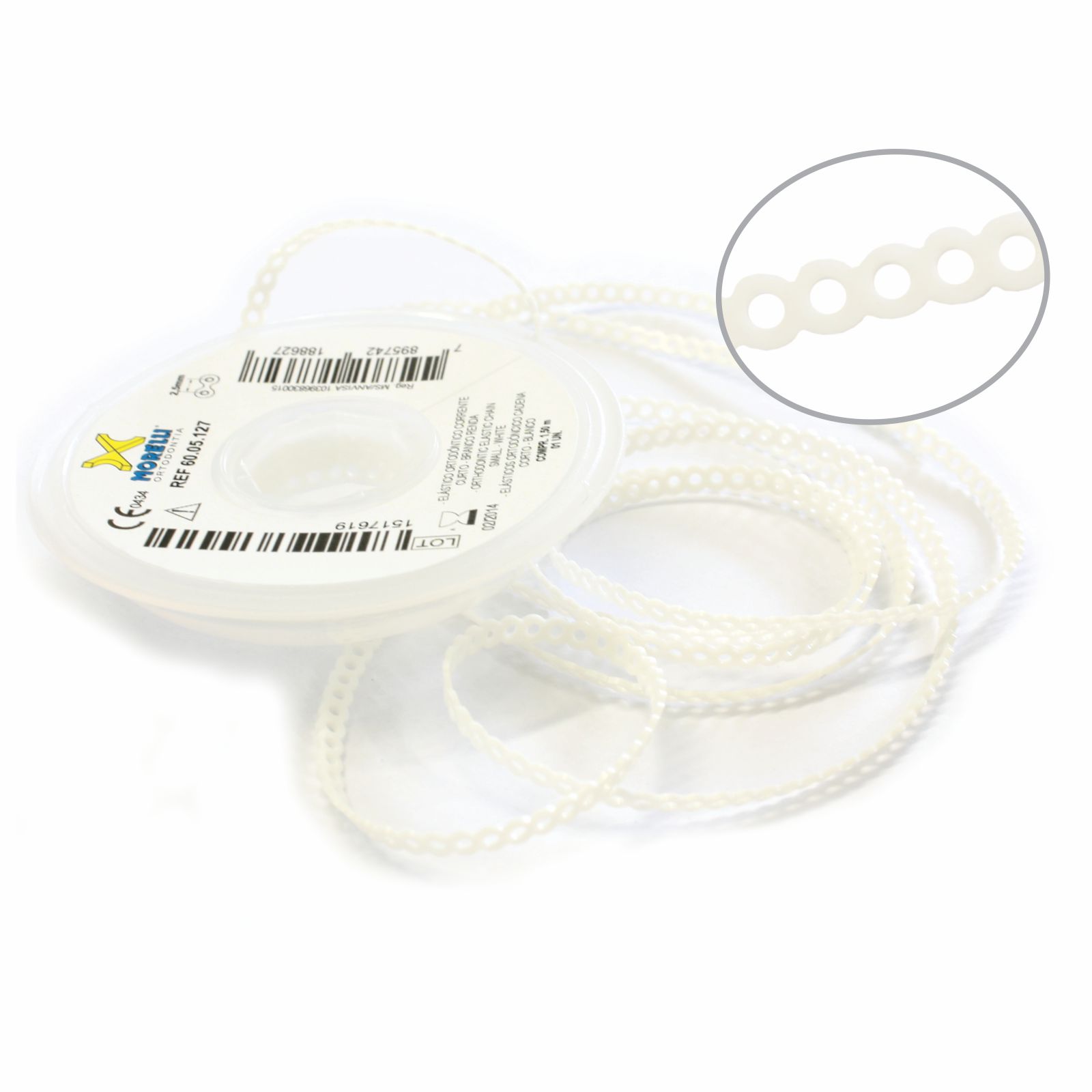 Elástico Corrente Curto - Branco Renda 1,5m - Morelli