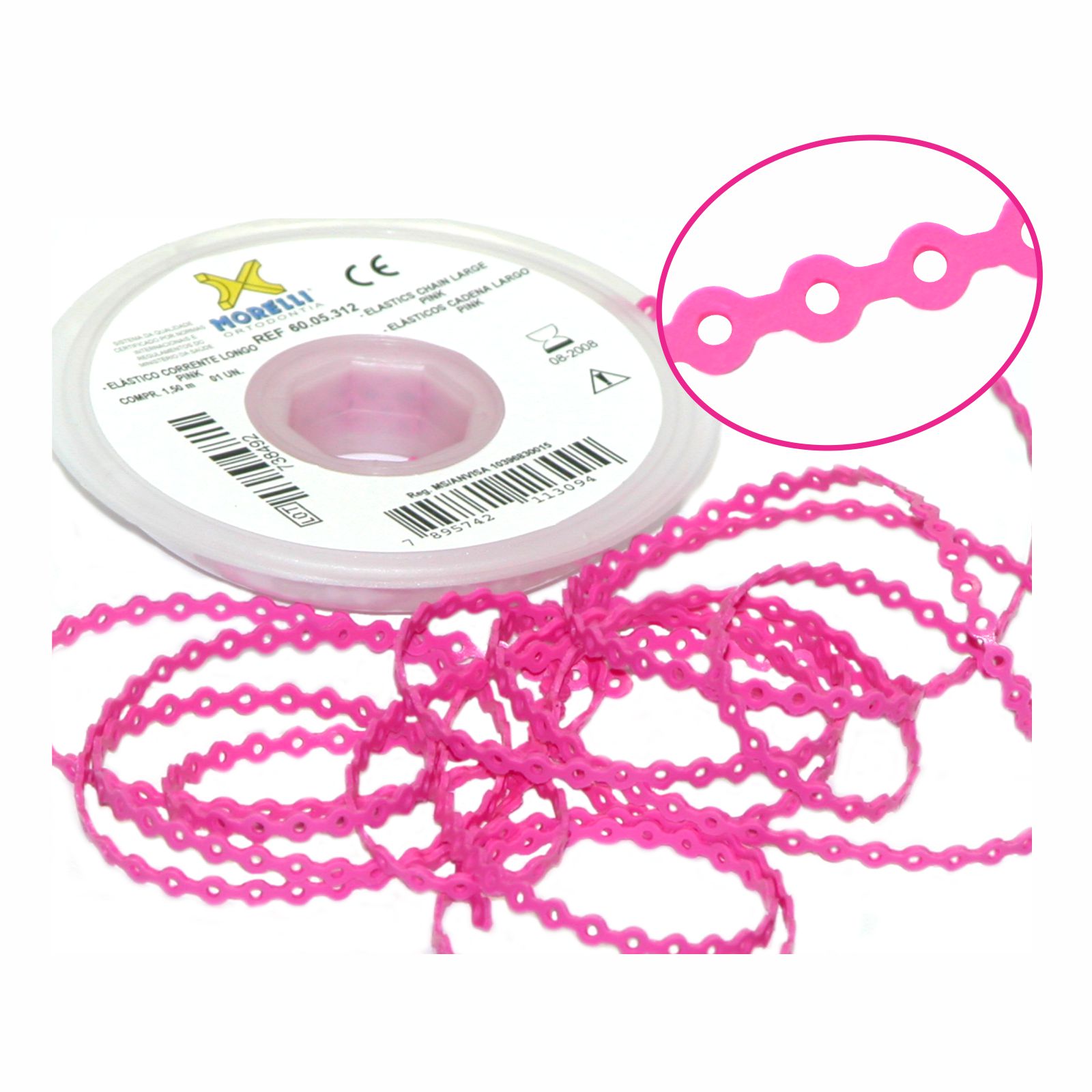 Elástico Corrente Longo - Rosa 1,5m - Morelli