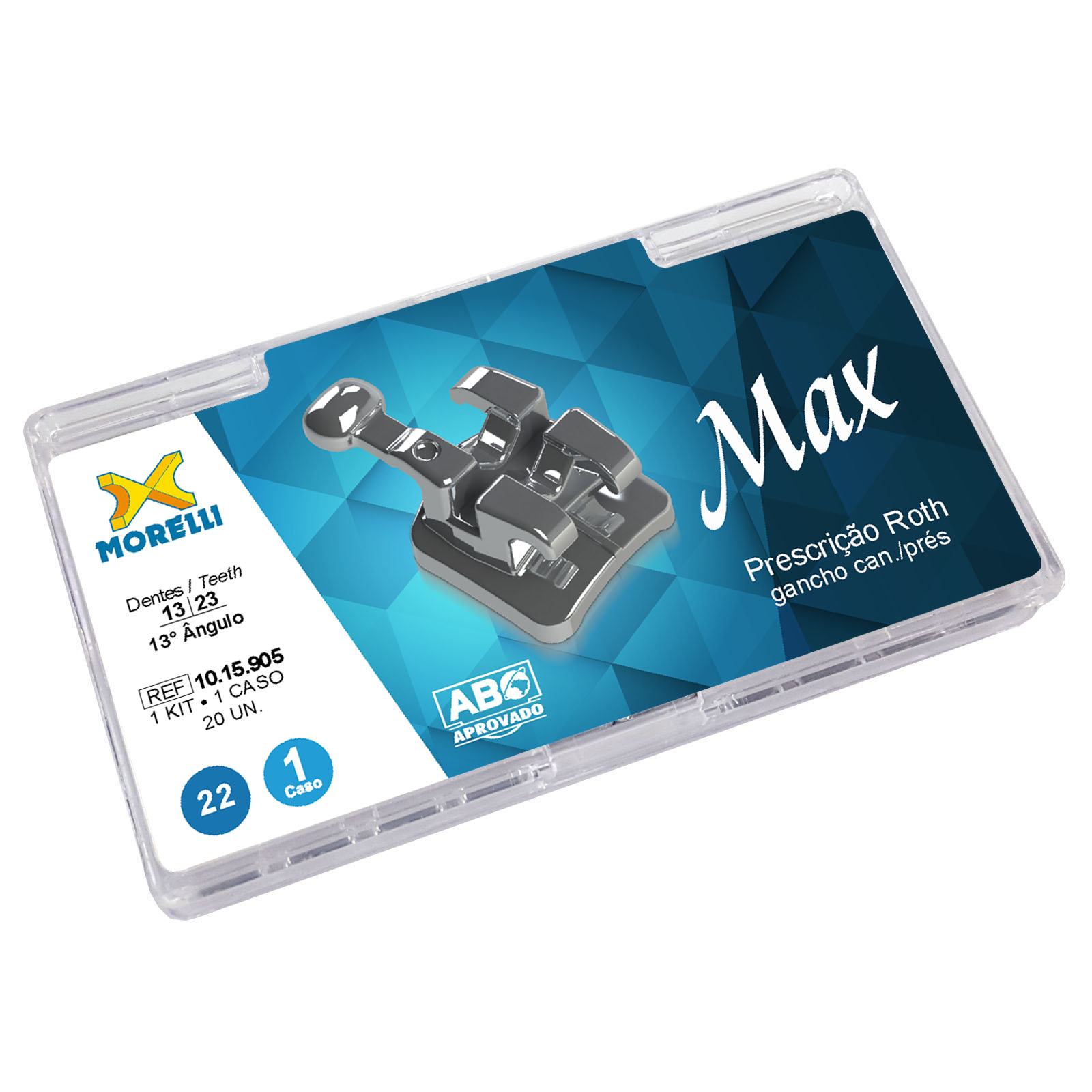 Kit Bráquete Max Roth .022 Com Gancho nos Caninos (13º) e Pré-molares - 1 Caso