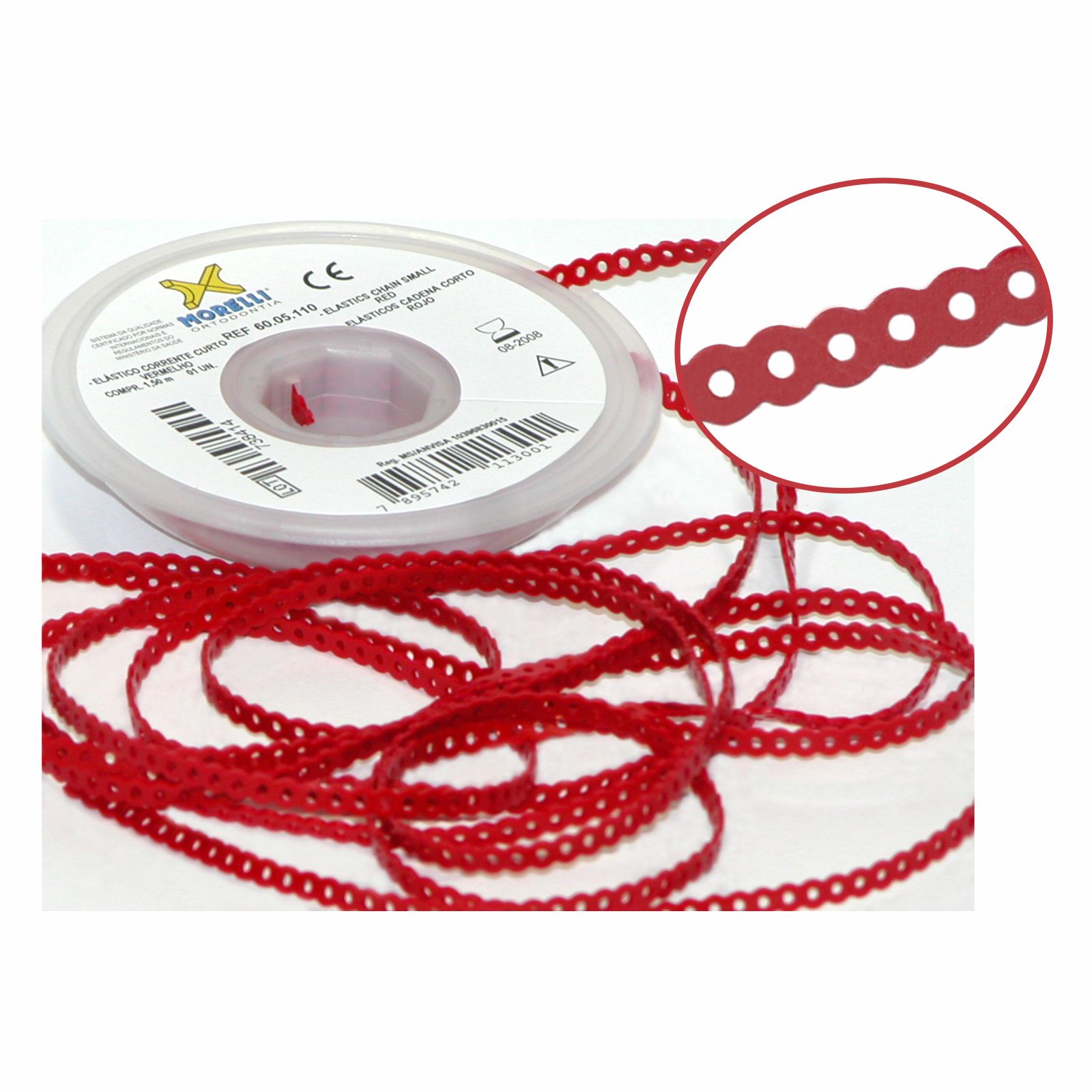 Elástico Corrente Curto - Vermelho 1,5m - Morelli