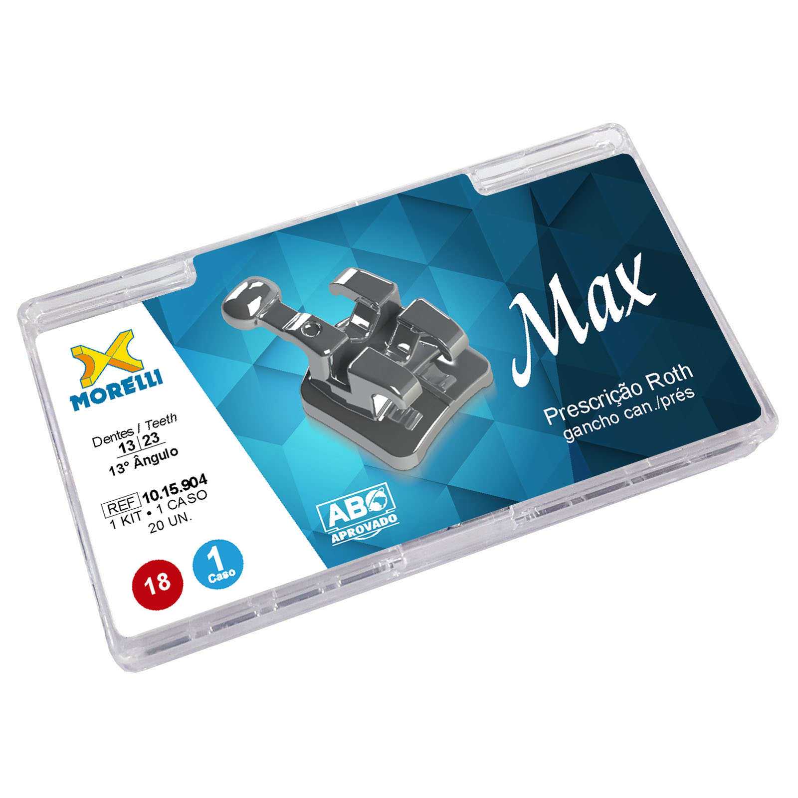 Kit Bráquete Max Roth .018 Com Gancho nos Caninos (13º) e Pré-molares - 1 Caso