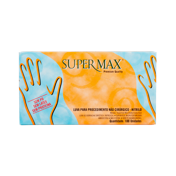 Luva Supermax Powder Free Nitrilo Blue - Tam P