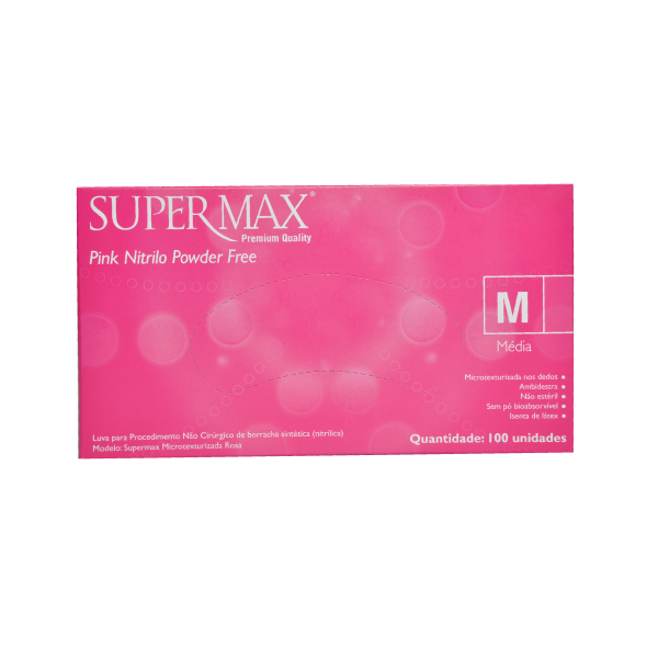 Luva Supermax Powder Free Nitrilo PINK - Tam P