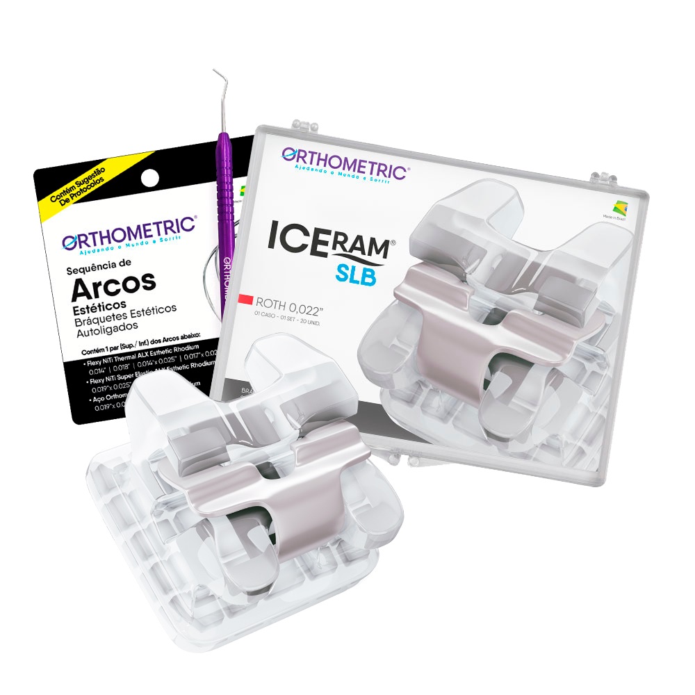Kit Bráquete Iceram SLB Roth .022 - 1 Caso + Instrumental + Sequência de Arcos - Orthometric