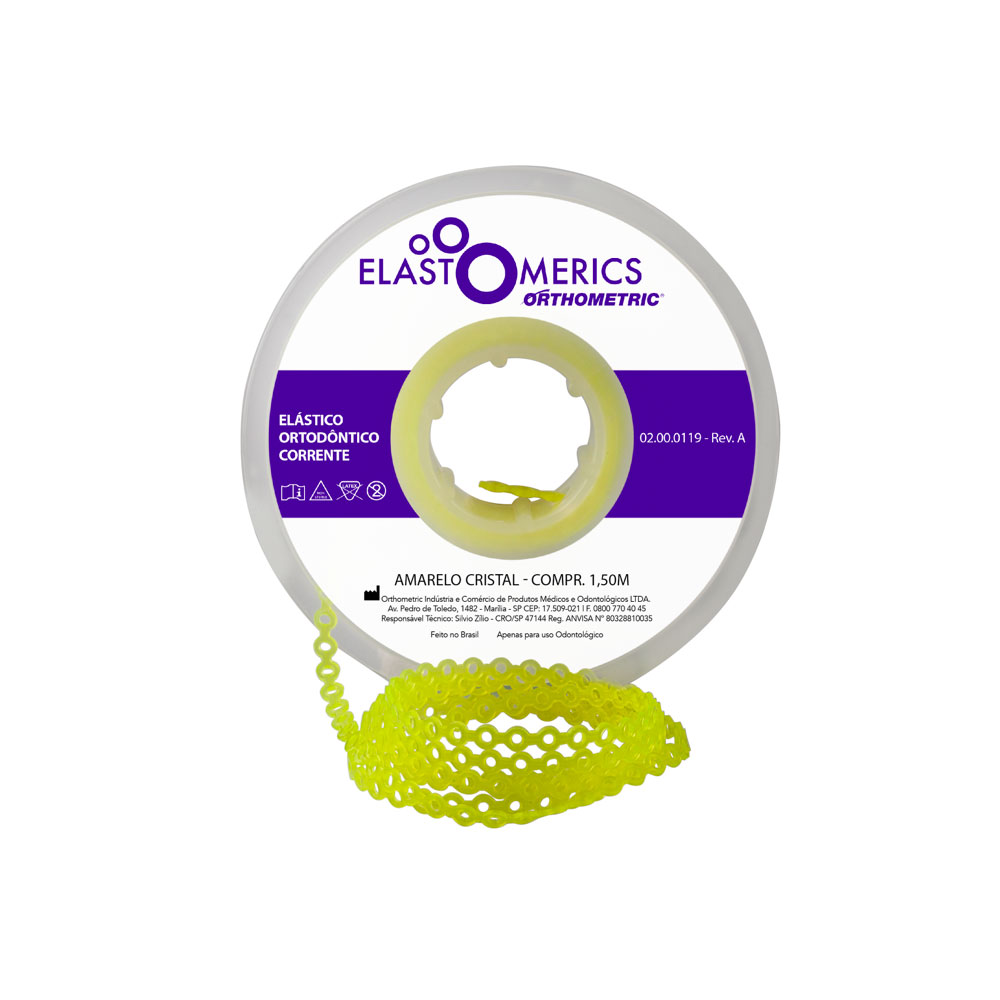 Elástico Corrente Curto - Amarelo Cristal 1,5m - Orthometric