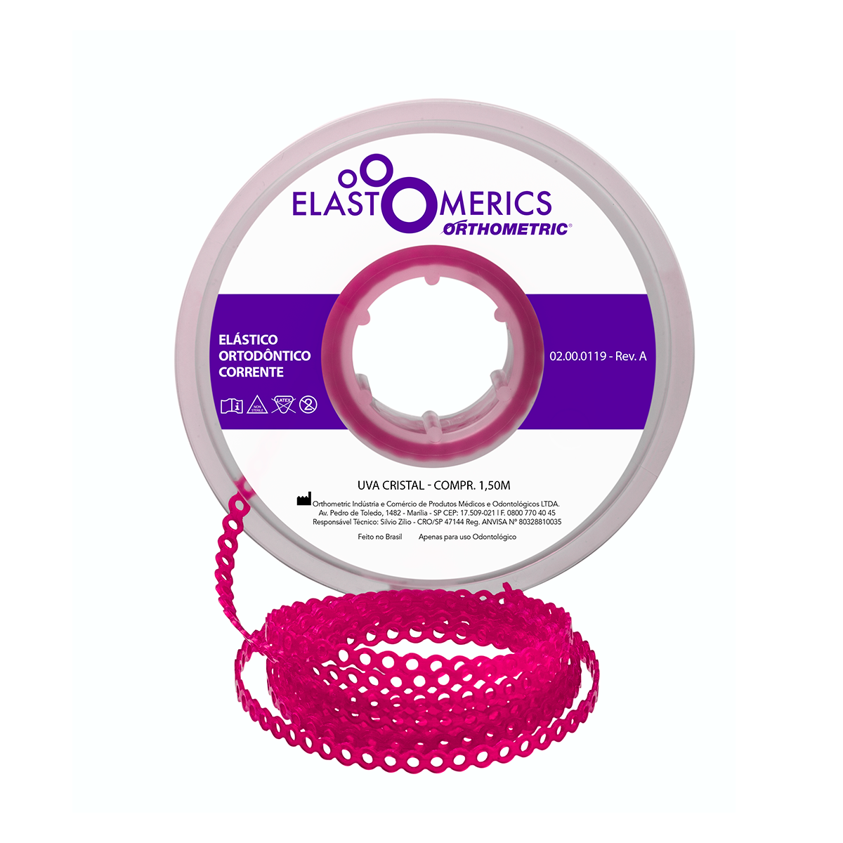 Elástico Corrente Curto - Uva Cristal 1,5m - Orthometric