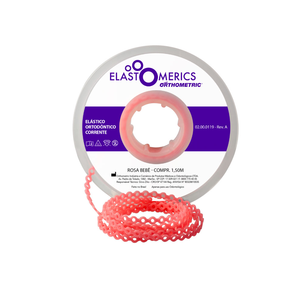Elástico Corrente Médio - Rosa Cristal 1,5m - Orthometric