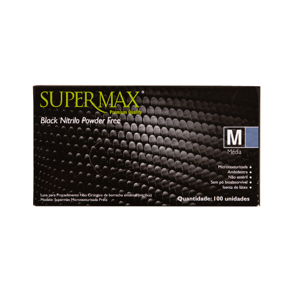 Luva Supermax Powder Free Nitrilo Black - Tam M