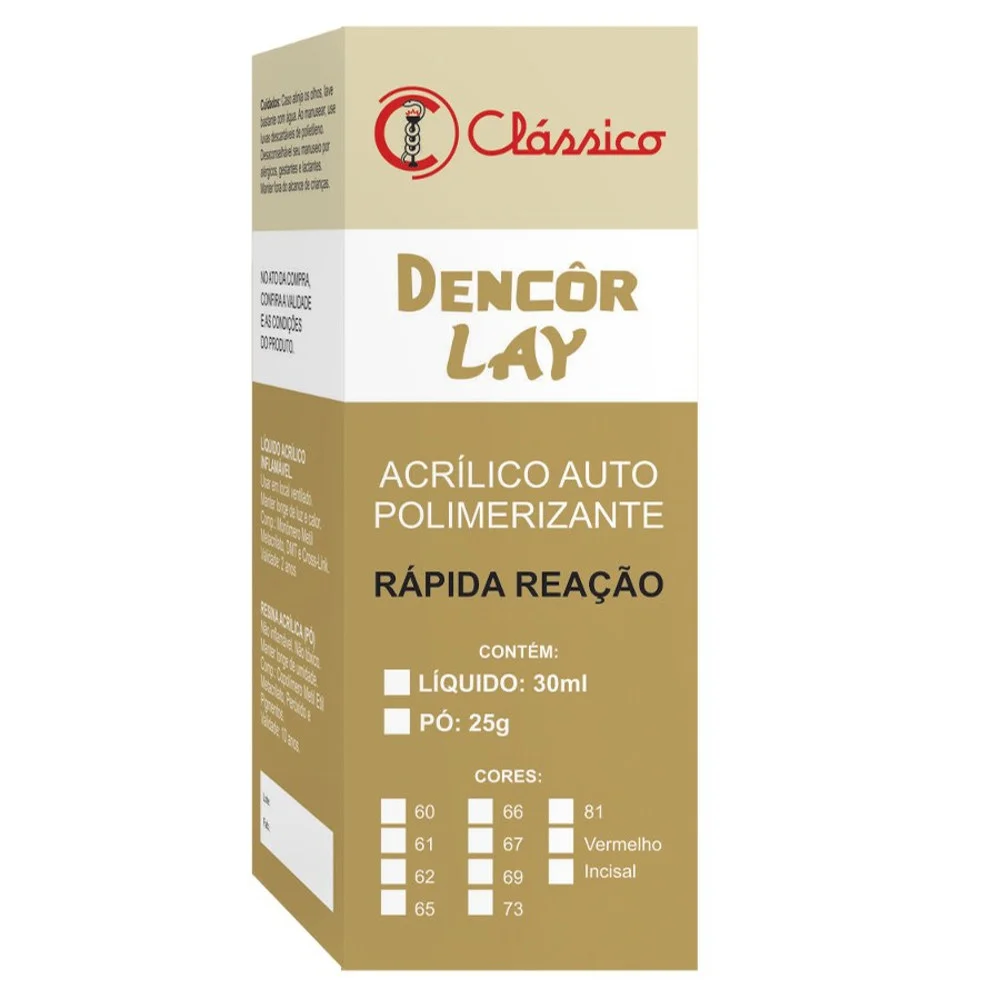 Resina Acrílica Dencôr Lay Pó 25g - 62 - Clássico