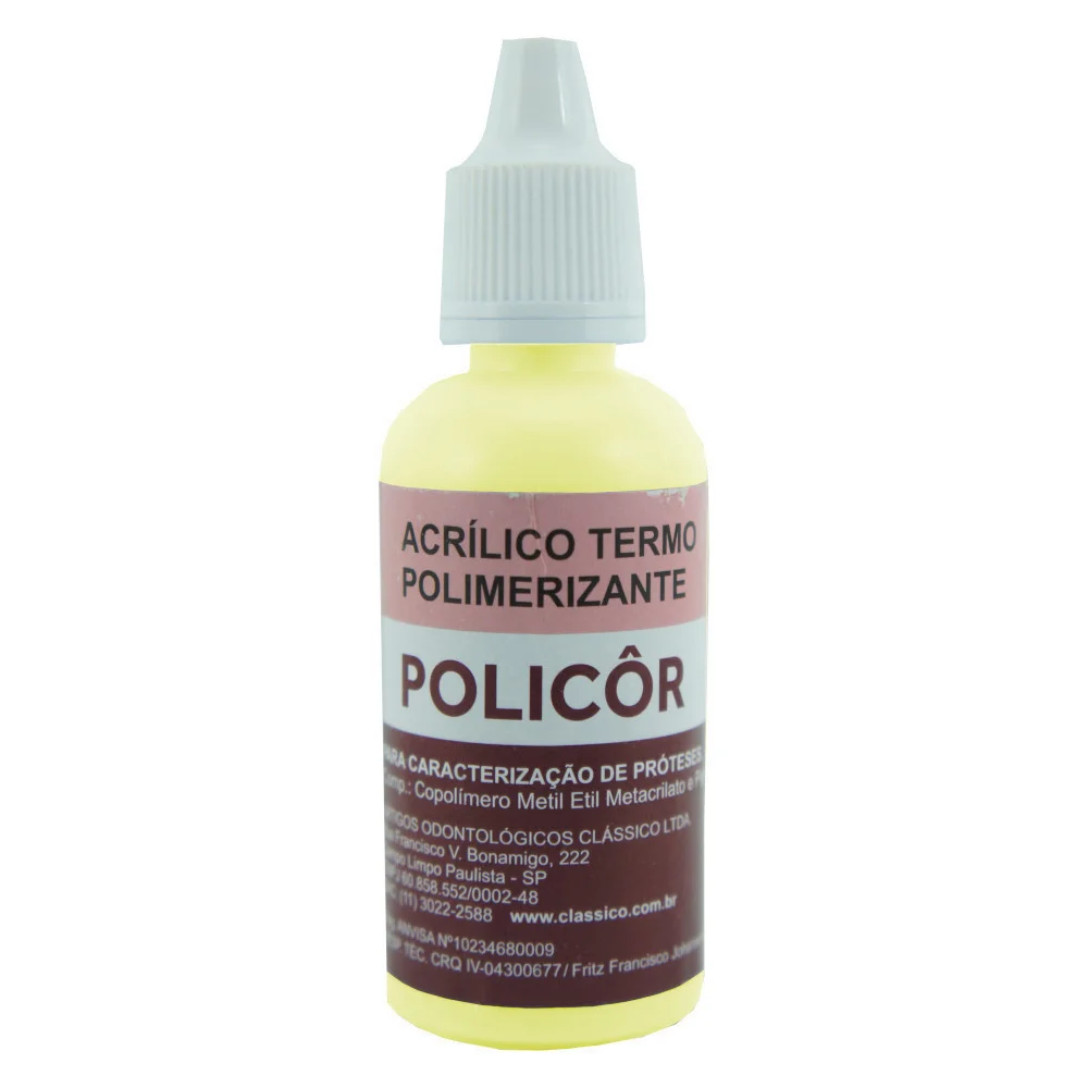 Policôr Acrílico Termo Polimerizante 25g - Amarelo-1 - Clássico