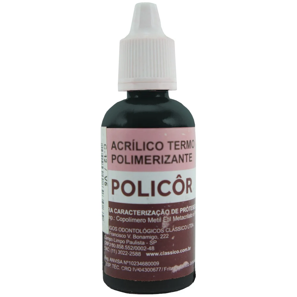 Policôr Acrílico Termo Polimerizante 25g - Preto - Clássico