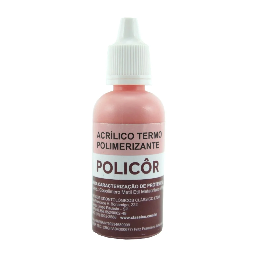 Policôr Acrílico Termo Polimerizante 25g - Vermelho 1 - Clássico