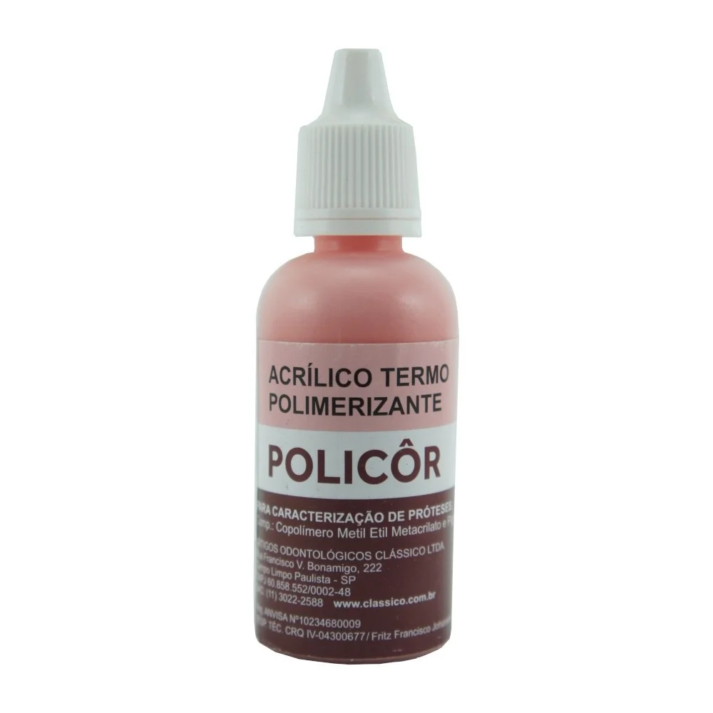 Policôr Acrílico Termo Polimerizante 25g - Vermelho 2 - Clássico