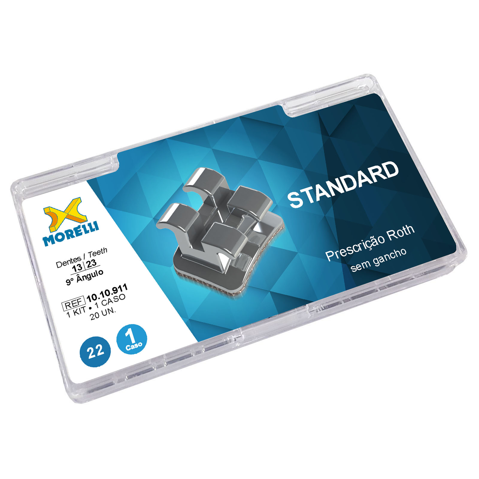 Kit Bráquete Standard Roth 0.22 Com Caninos (9ºAng) -  1 Caso