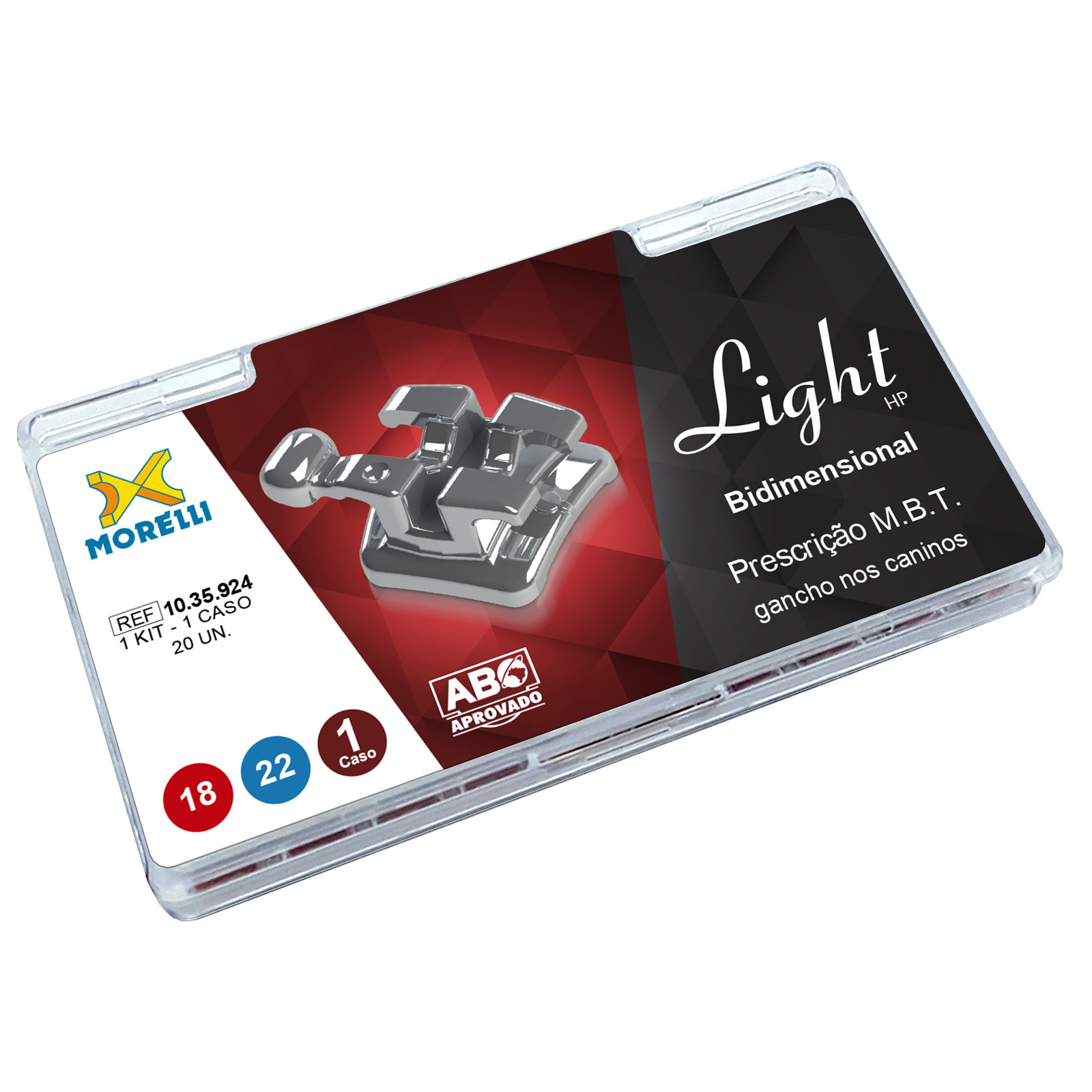 Kit Bráquete Light HP Bidimensional M.B.T. 0.18 / 0.22 Com Gancho Caninos - 1 Caso