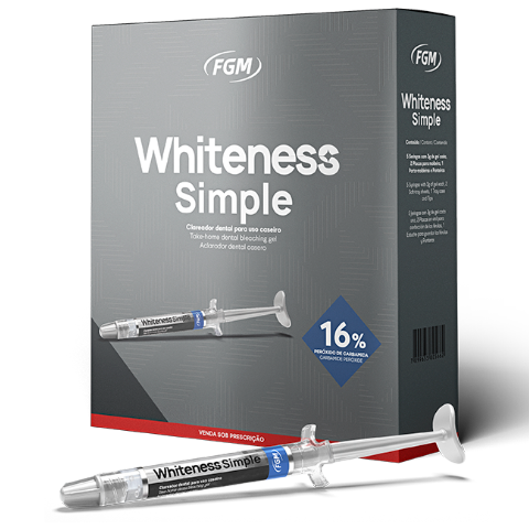 Clareador Dental Caseiro Whiteness Simple Kit com 5 Seringas - 16%
